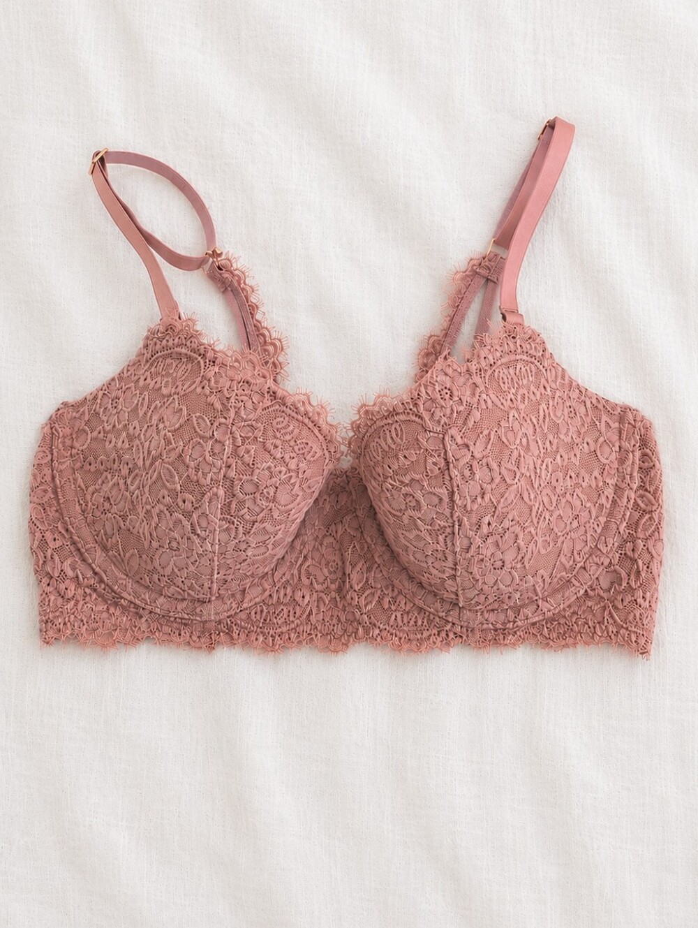 Aerie Lace Convertible Push Up Bra Dusty Rose Size 34C